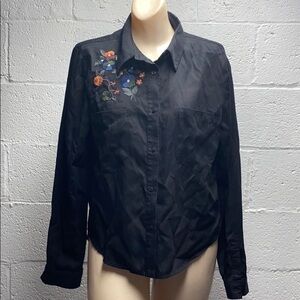 For The Republic Embroidered Floral Button Shirt